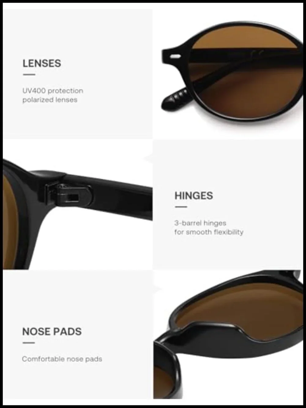 Retro Oval Round Polarized Sunglasses for Women Men, Small Chic Vintage Sunnies